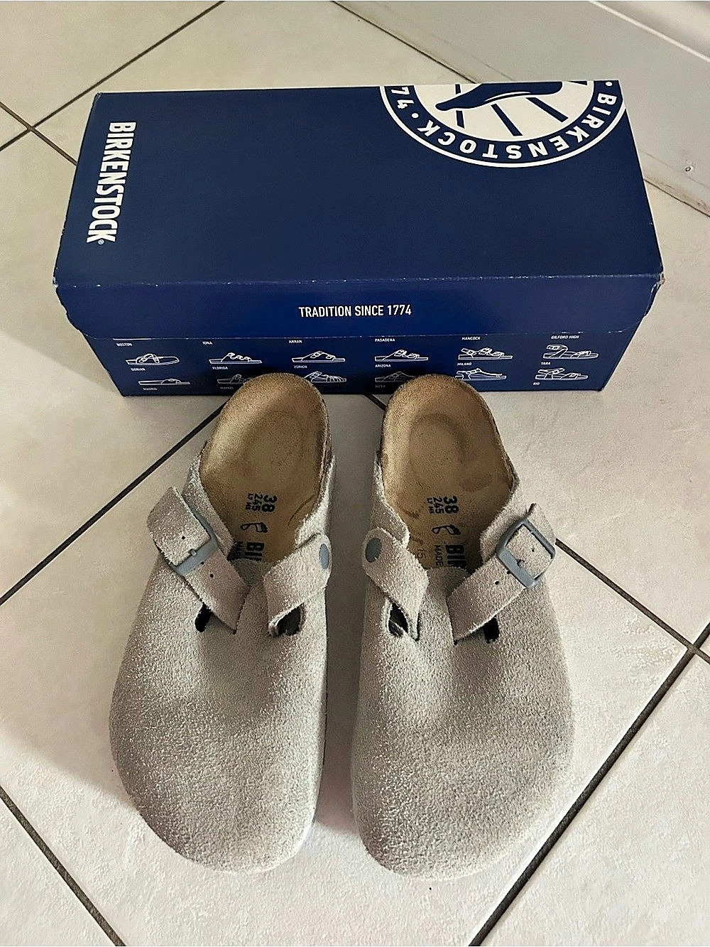 Birkenstock Boston BS Suede Clogs EU 38 Beige